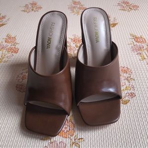 Heeled Chocolate Mules